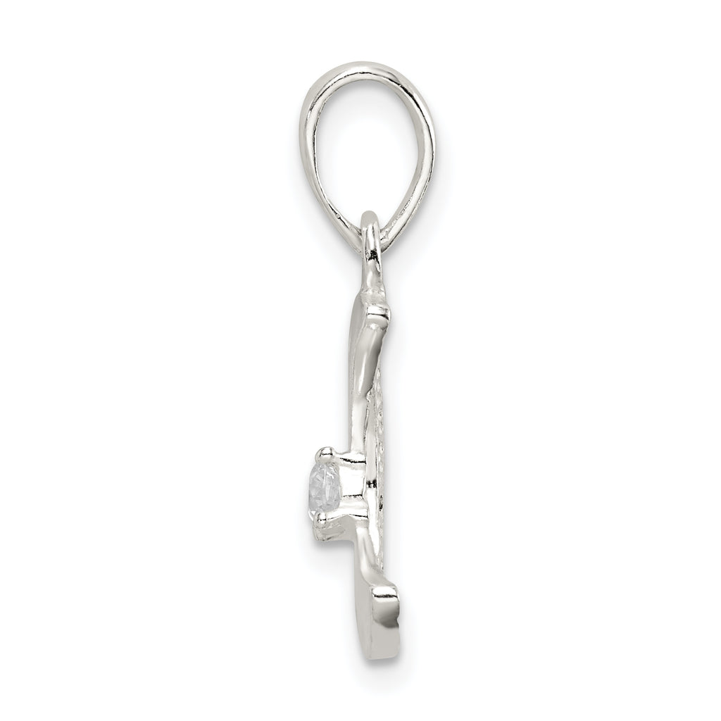 Sterling Silver 925 Moon Pendant with Clear CZ Anti-Tarnish Finish