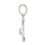 Sterling Silver 925 Moon Pendant with Clear CZ Anti-Tarnish Finish