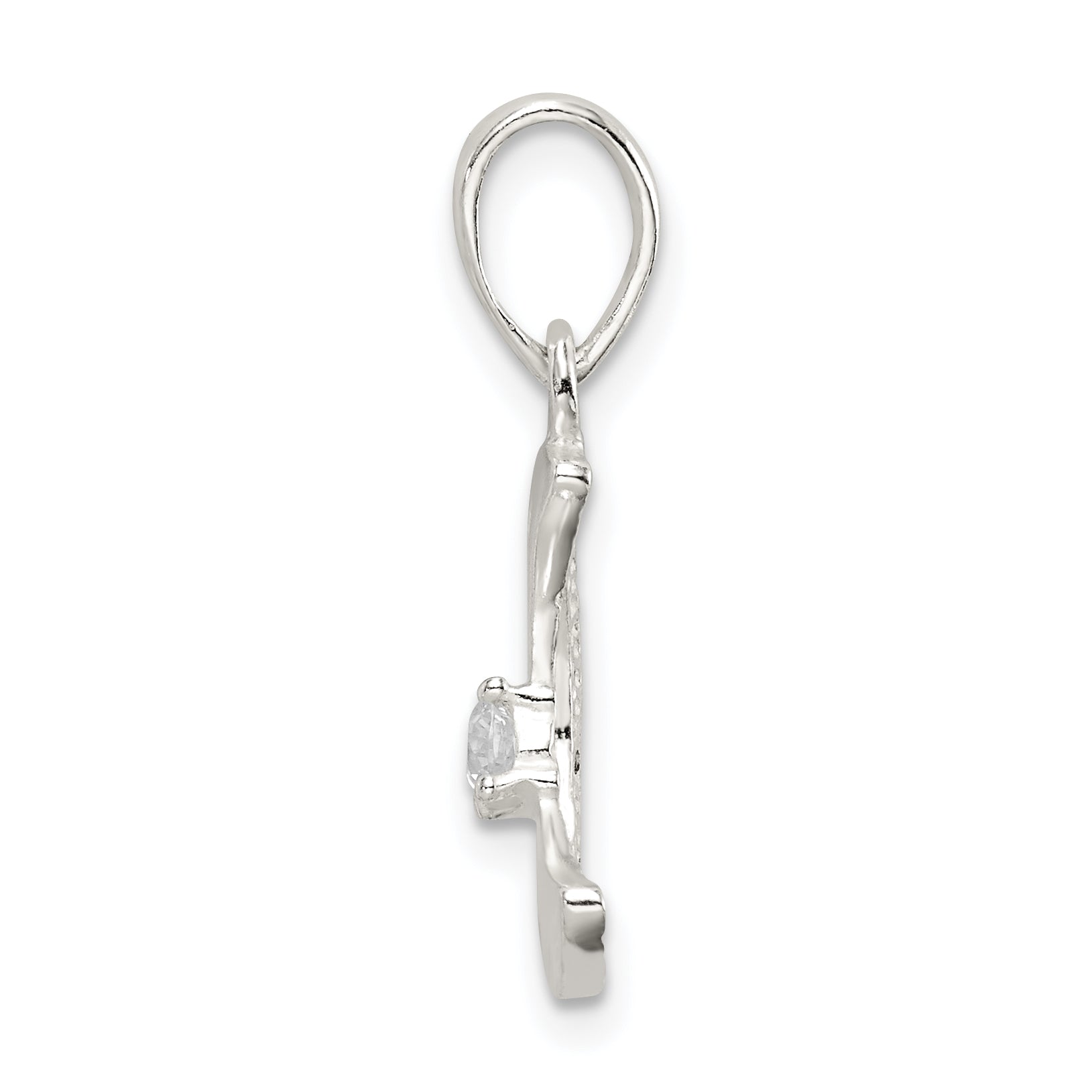 Sterling Silver 925 Moon Pendant with Clear CZ Anti-Tarnish Finish