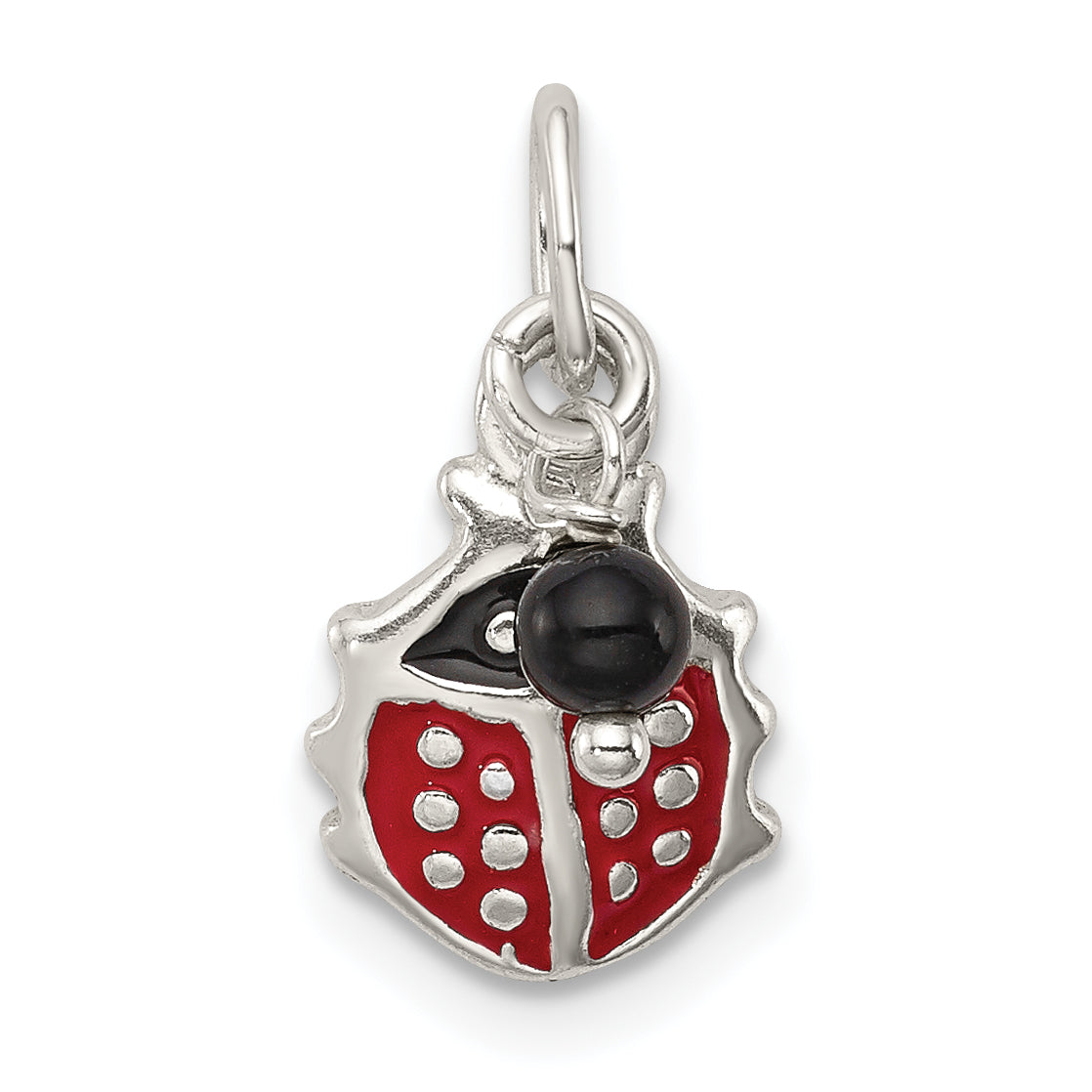 Sterling Silver Red Enameled Ladybug w/Bead Charm Main image