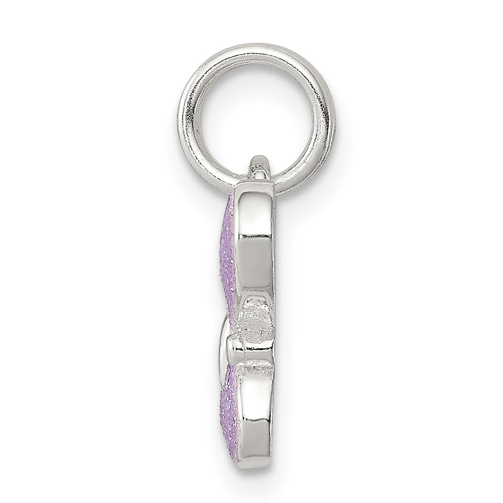 Sterling Silver Butterfly Charm with Rhodium-Plated Purple Enamel Finish