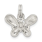 Sterling Silver Butterfly Charm with Rhodium-Plated Purple Enamel Finish