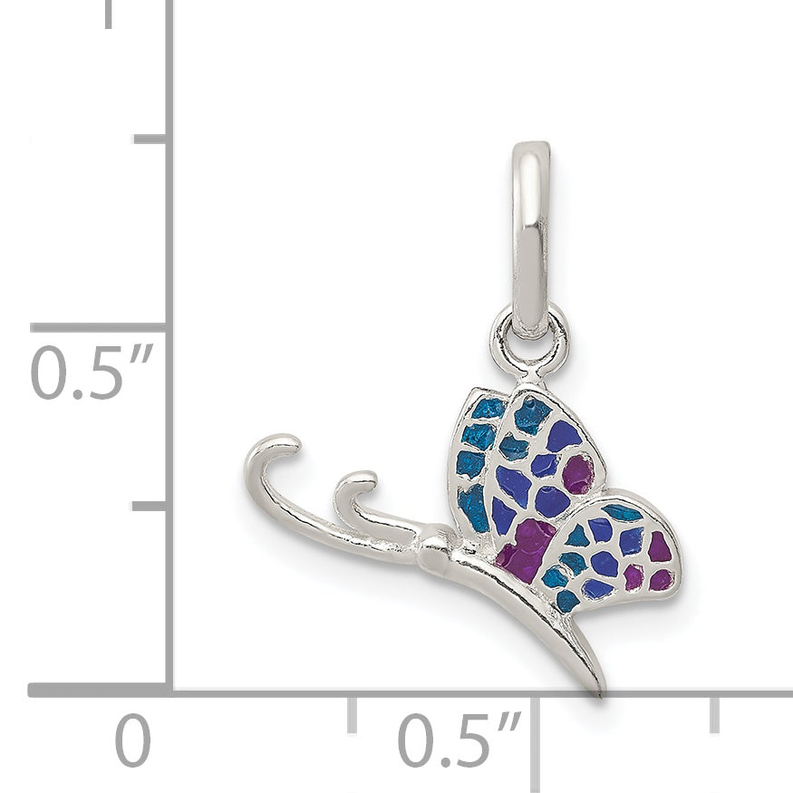 Sterling Silver 925 Enameled Butterfly Charm with Anti-Tarnish Finish