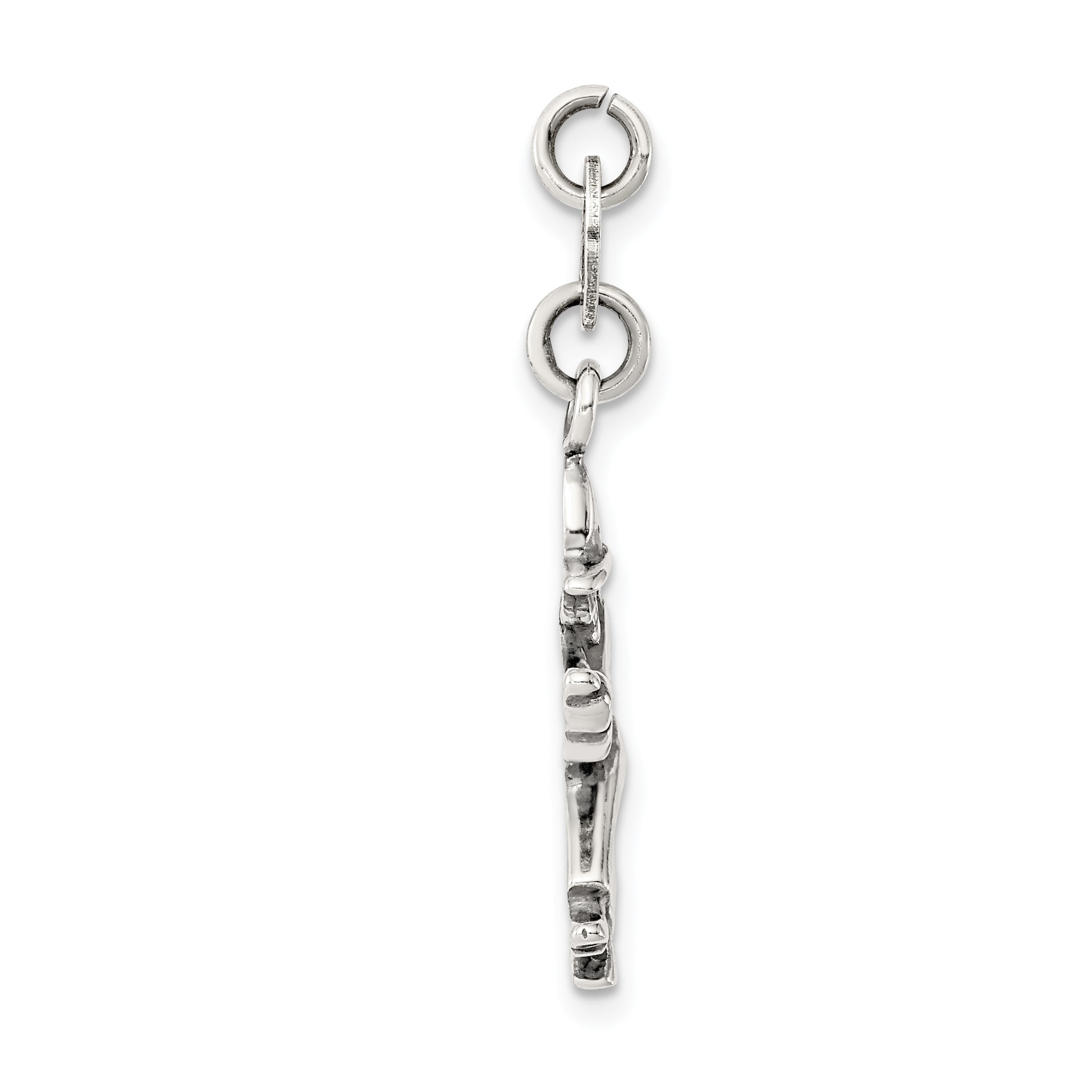 Antiqued Sterling Silver 925 Witch Pendant with Vintage Charm Secondary image
