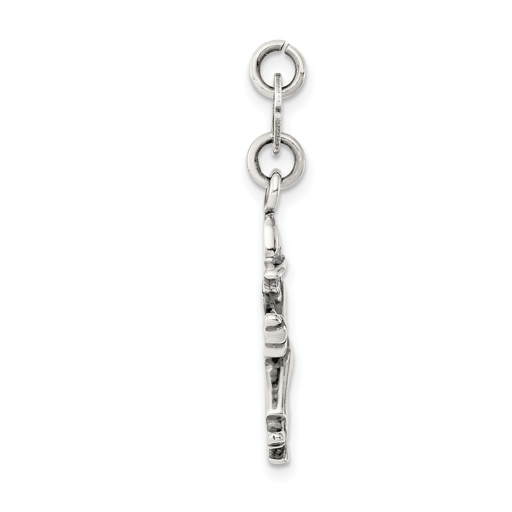 Antiqued Sterling Silver 925 Witch Pendant with Vintage Charm