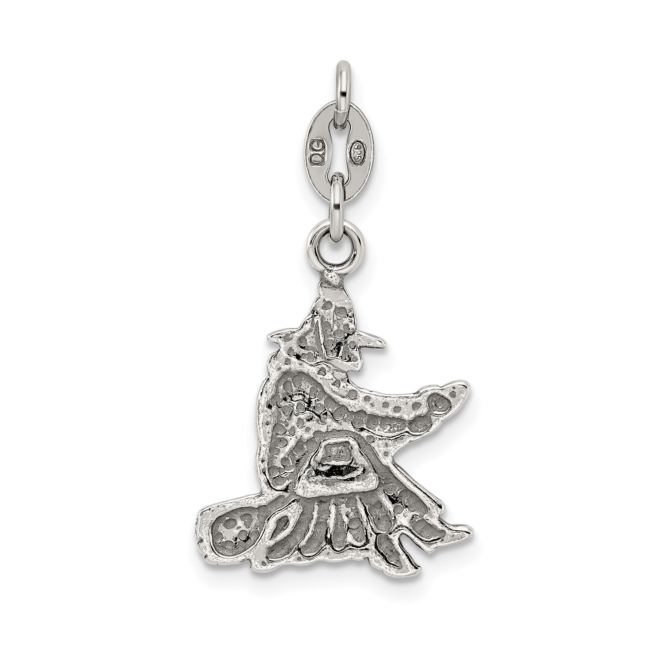 Sterling Silver Antiqued Witch Slide Pendant