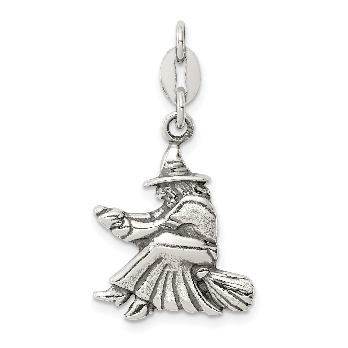 Sterling Silver Antiqued Witch Slide Pendant