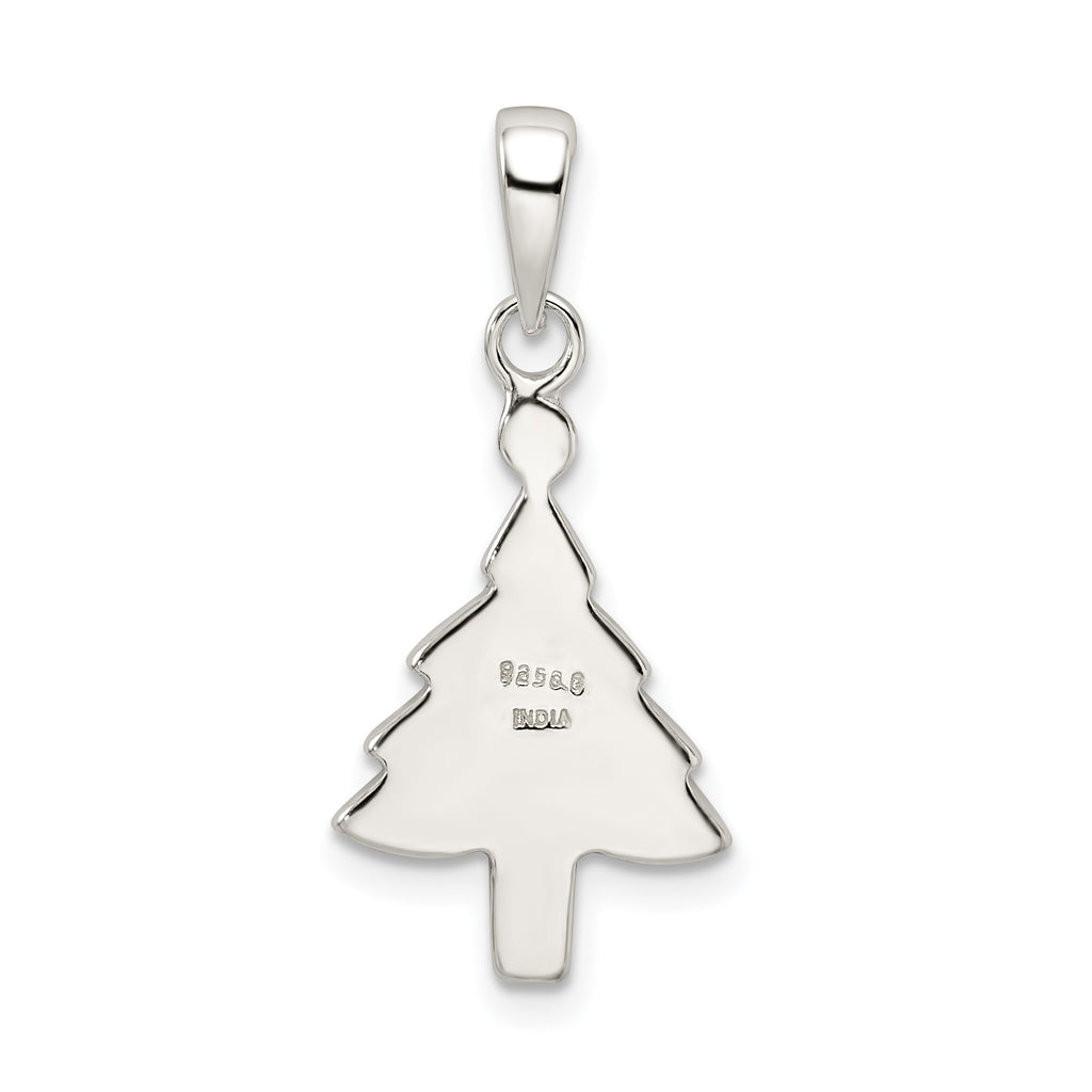 Sophia Jewelers Sterling Silver Enameled Christmas Tree Pendant with Anti-Tarnish Finish