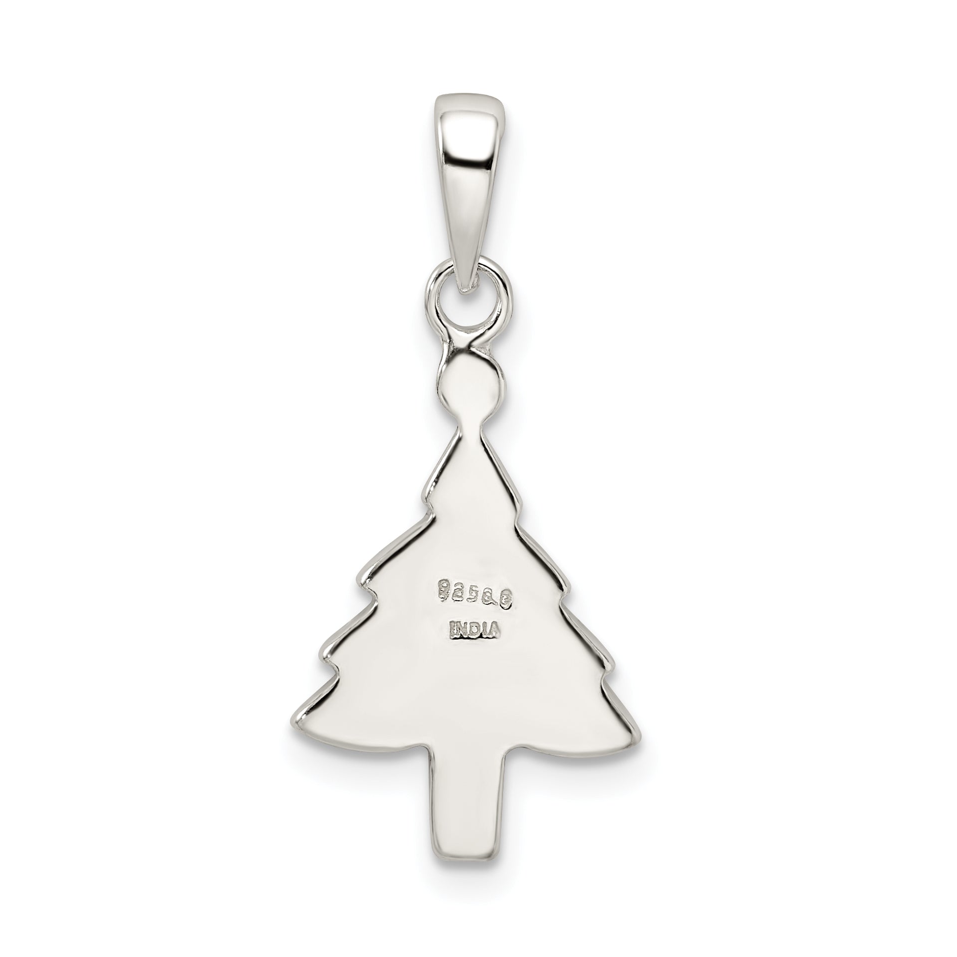 Sophia Jewelers Sterling Silver Enameled Christmas Tree Pendant with Anti-Tarnish Finish
