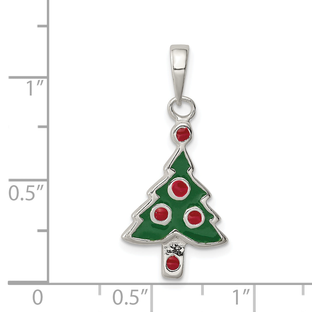 Sophia Jewelers Sterling Silver Enameled Christmas Tree Pendant with Anti-Tarnish Finish