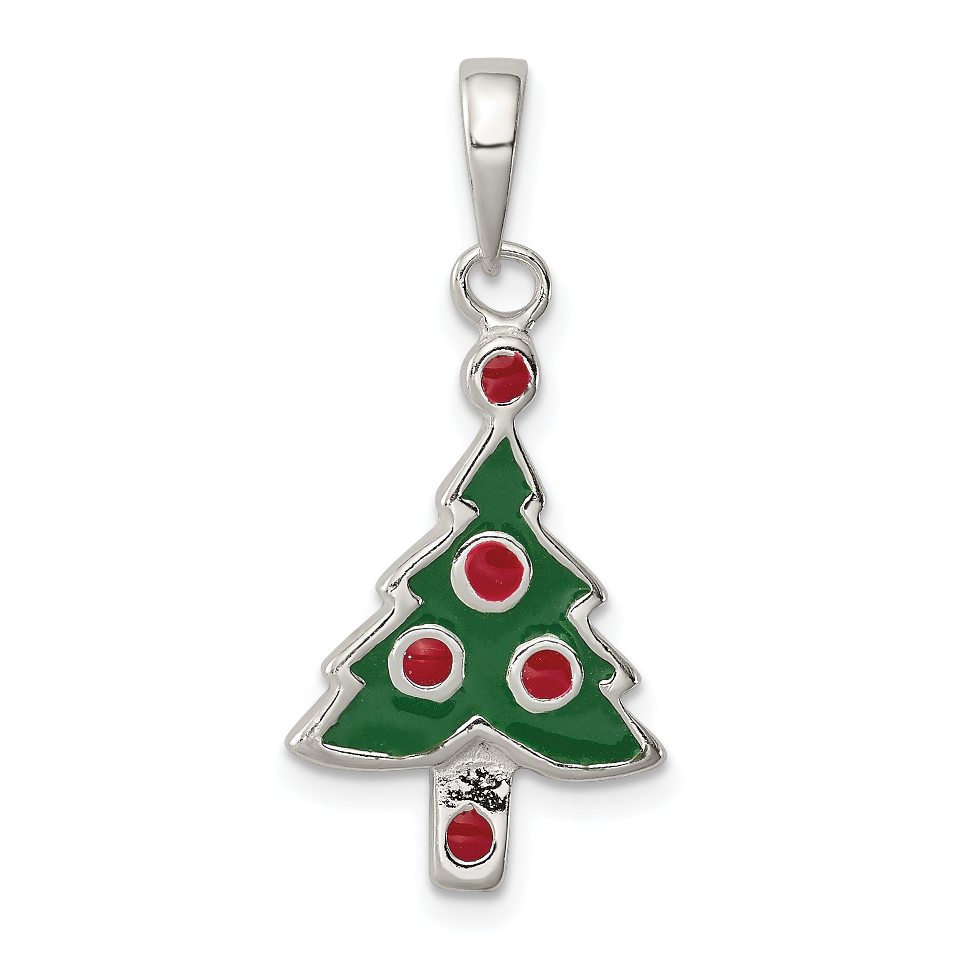 Sterling Silver Enameled Christmas Tree Pendant Main image