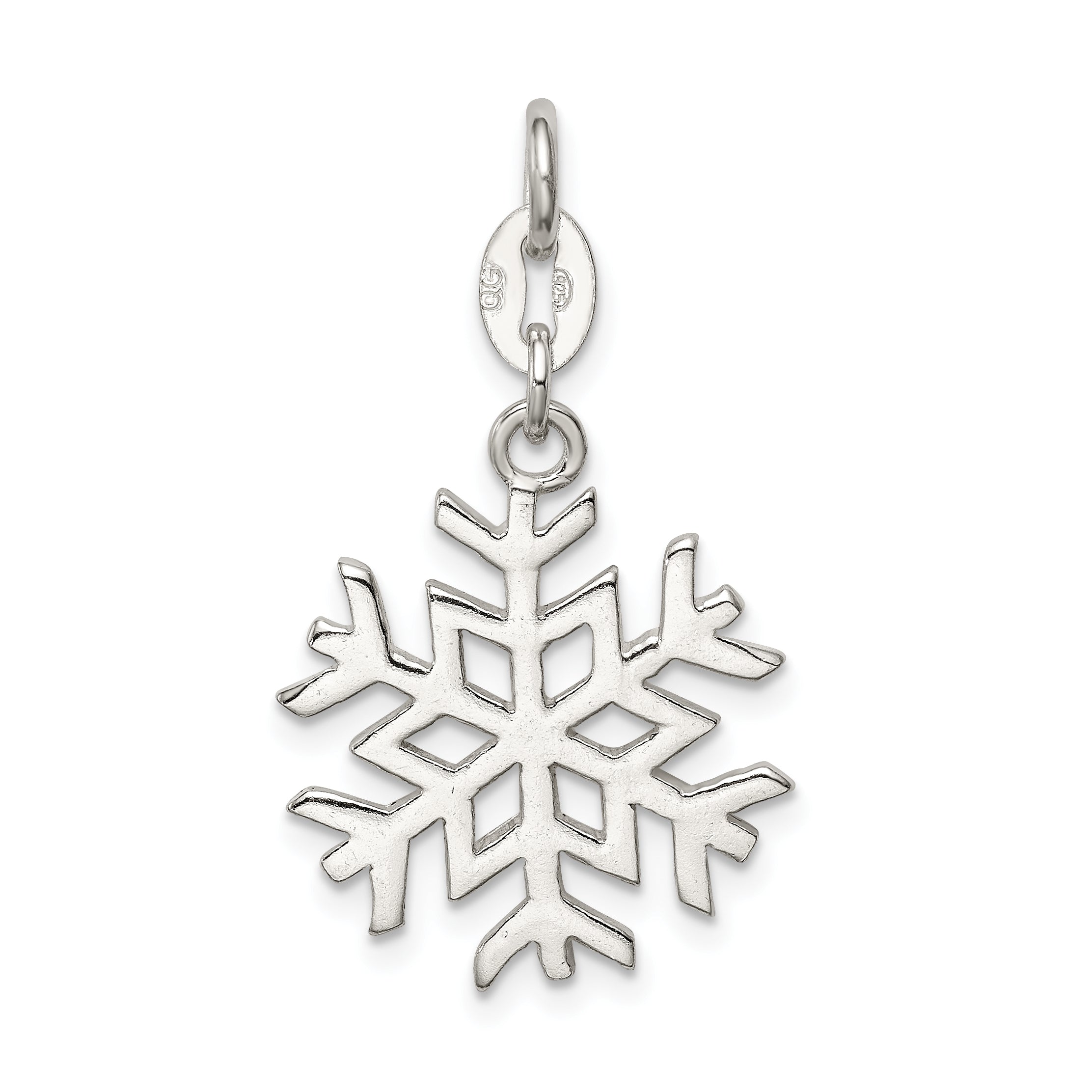 Sterling Silver 925 Snowflake Charm with Polished Anti-Tarnish Finish