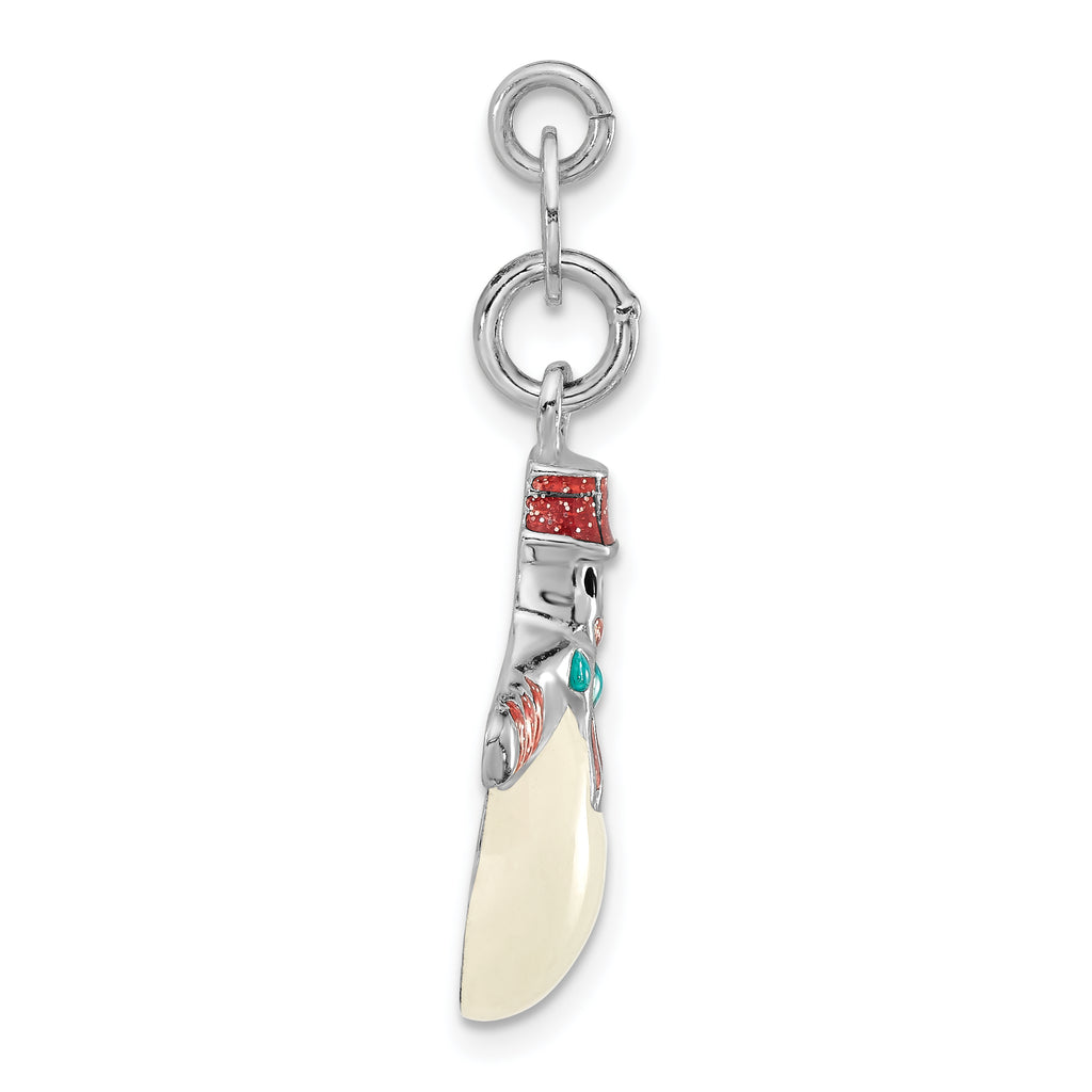 Enameled Snowman Charm in Sterling Silver