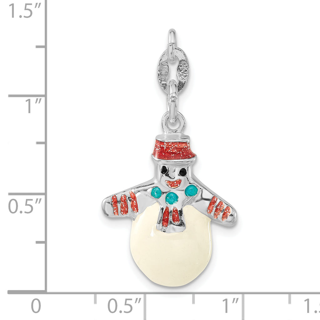 Enameled Snowman Charm in Sterling Silver