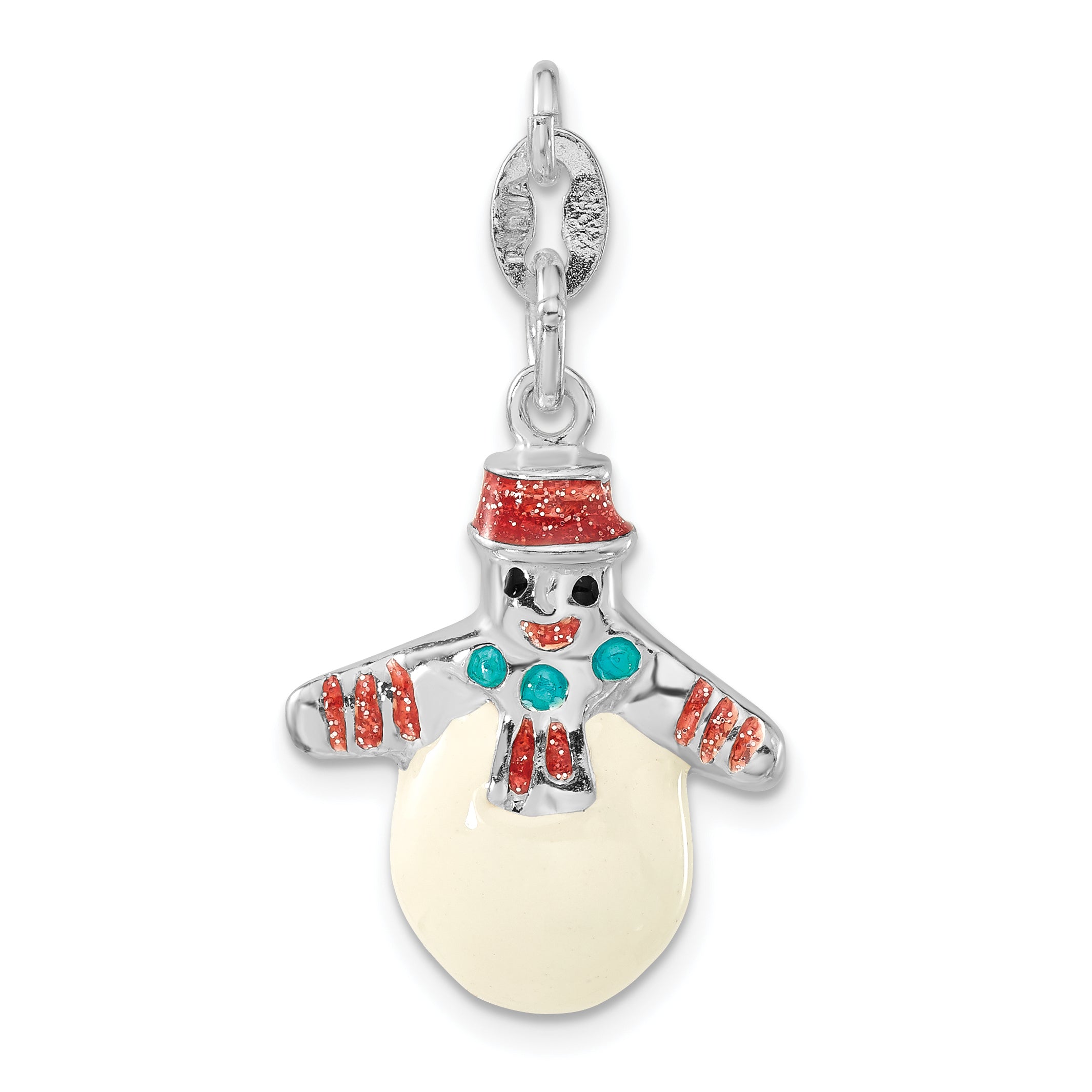 Sterling Silver Polished Multicolor Enameled Snowman Charm Main image