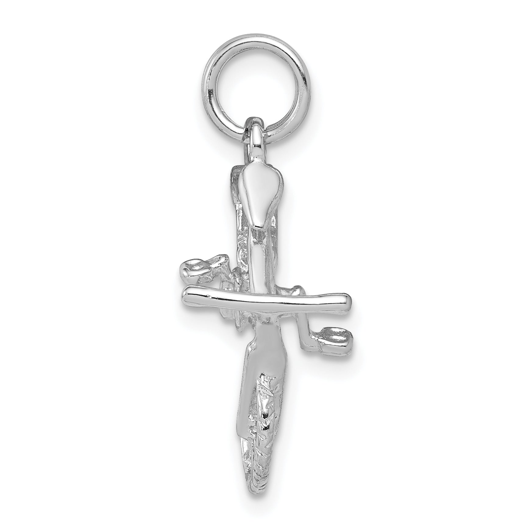 Sterling Silver 3D Bicycle Charm with Rhodium-Polished Finish for Men Secondary image