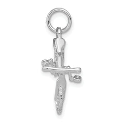 Sterling Silver 3D Bicycle Charm with Rhodium-Polished Finish for Men