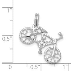 Sterling Silver 3D Bicycle Charm with Rhodium-Polished Finish for Men