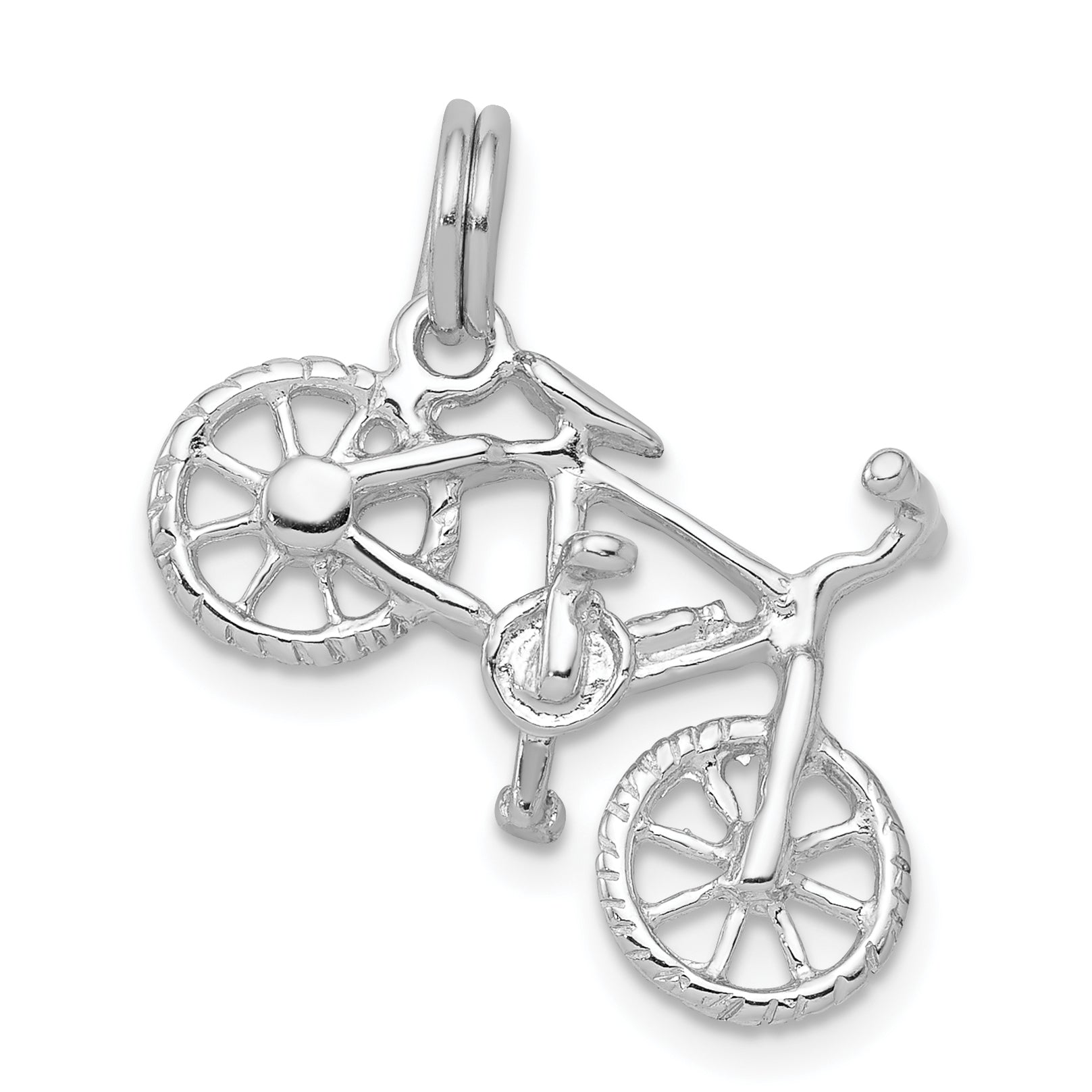Sterling Silver Rhodium-platedPolished Bicycle Charm Main image