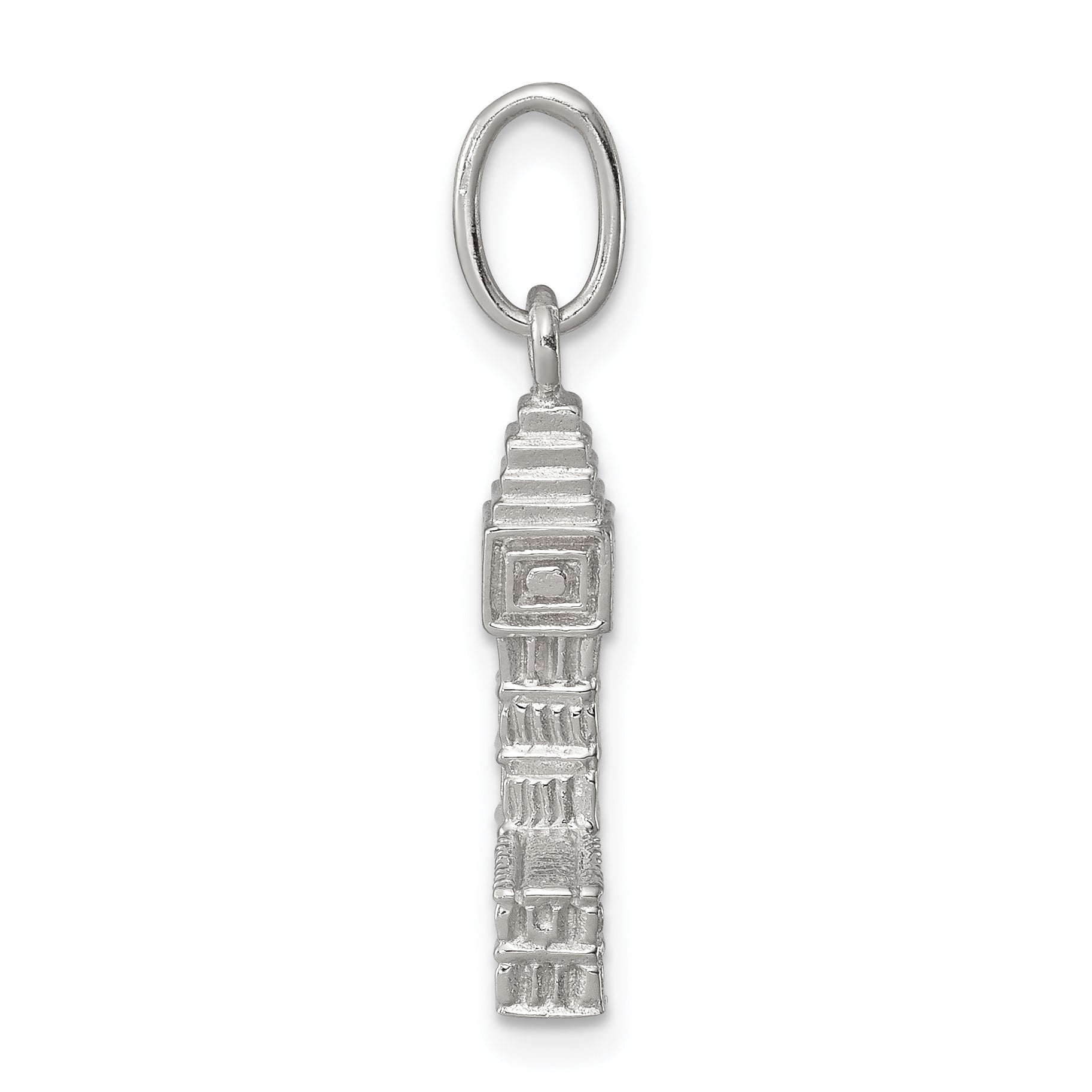 Sterling Silver 3D Big Ben Charm with Polished Rhodium-Plated Finish Secondary image