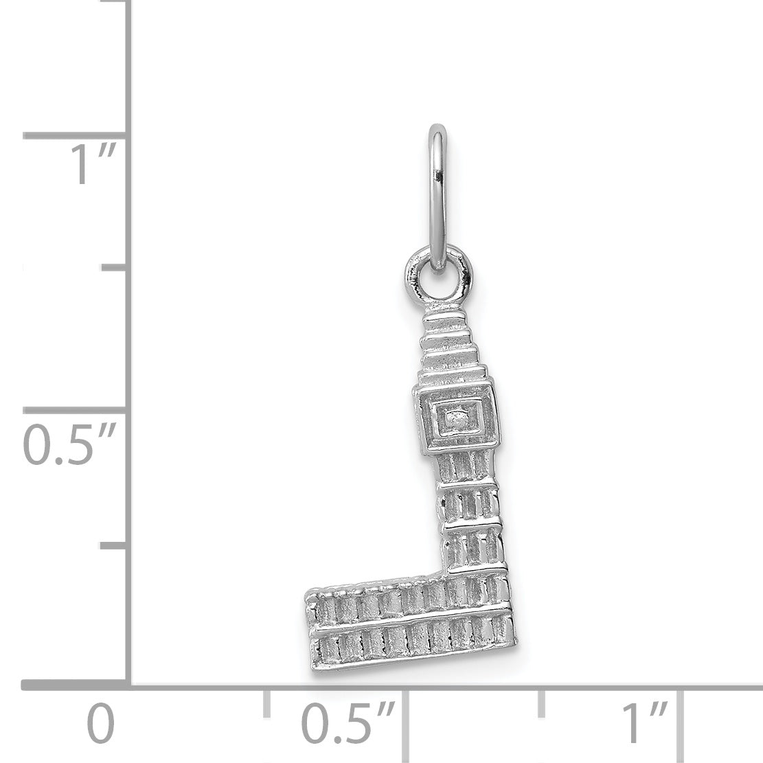 Sterling Silver 3D Big Ben Charm with Polished Rhodium-Plated Finish