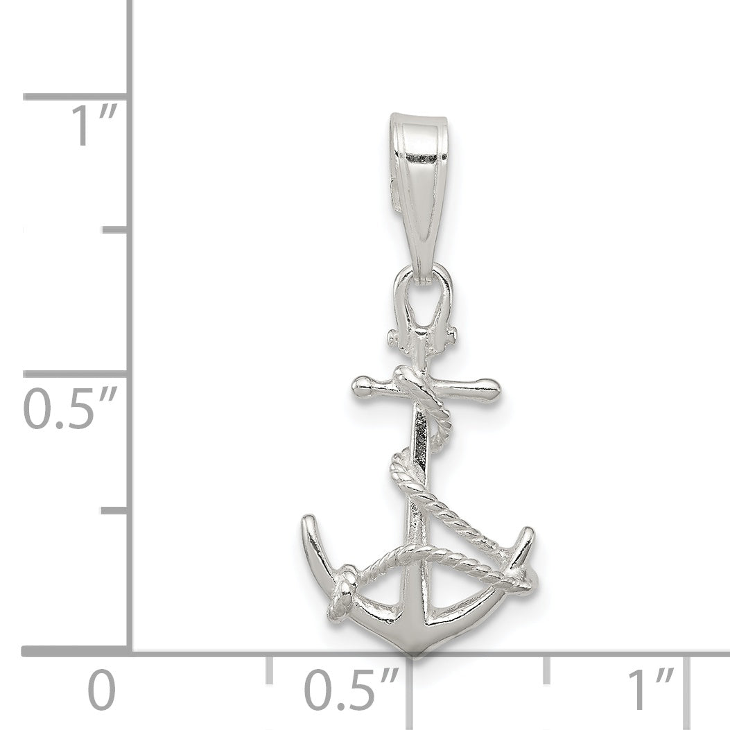 Sterling Silver 925 Men's Anchor Pendant with Polished Anti-Tarnish Finish