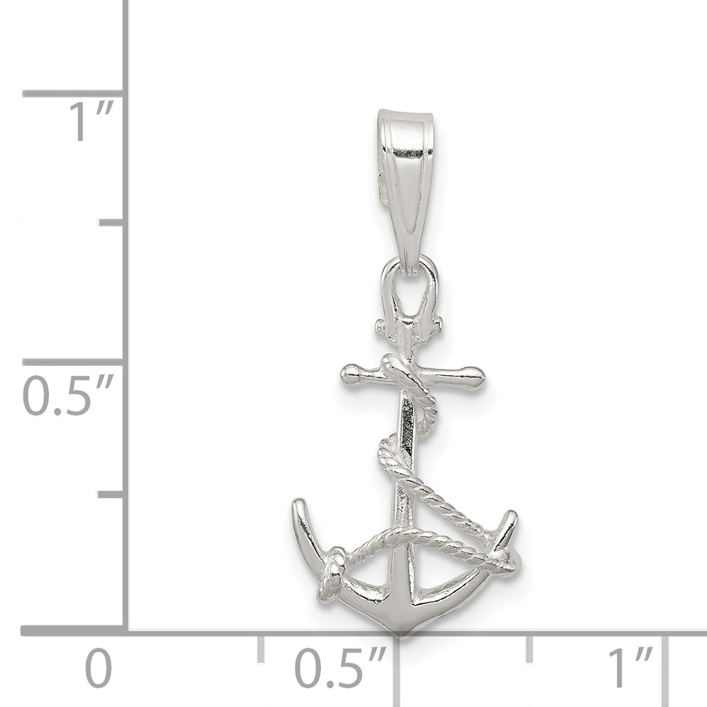 Sterling Silver 925 Men's Anchor Pendant with Polished Anti-Tarnish Finish
