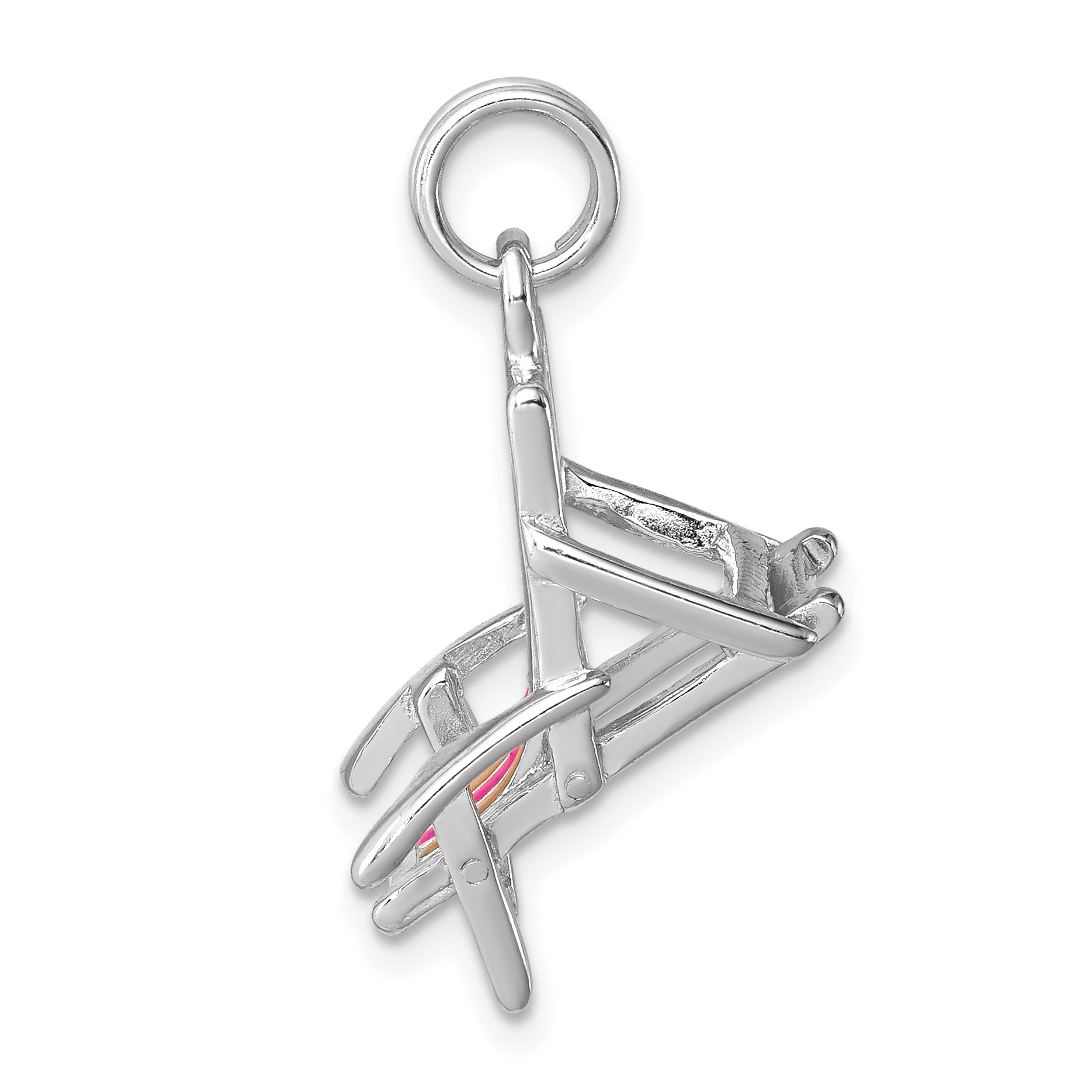 Sophia Jewelers Sterling Silver Enamel Beach Chair Charm with Polished Rhodium Finish Secondary image