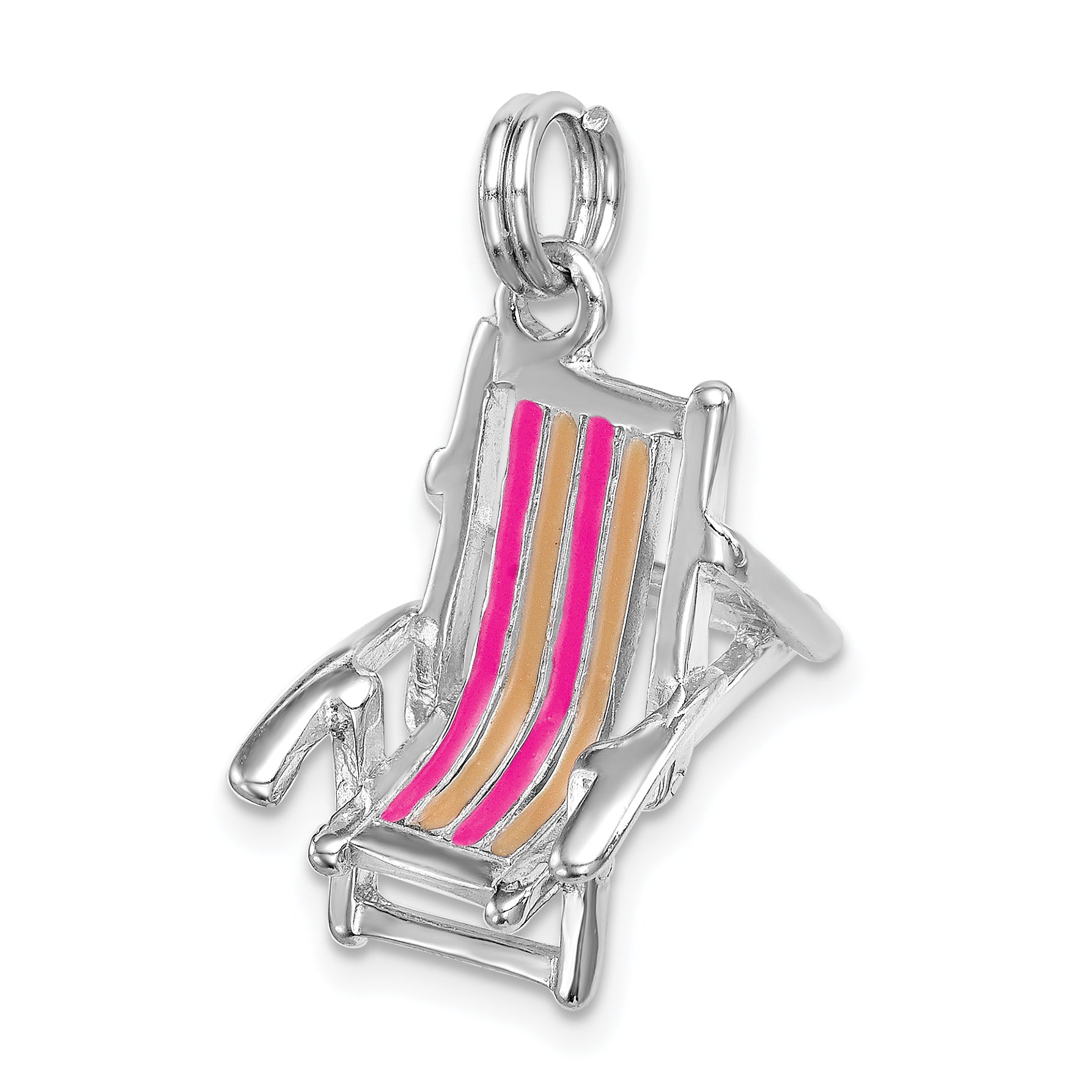 Sophia Jewelers Sterling Silver Enamel Beach Chair Charm with Polished Rhodium Finish