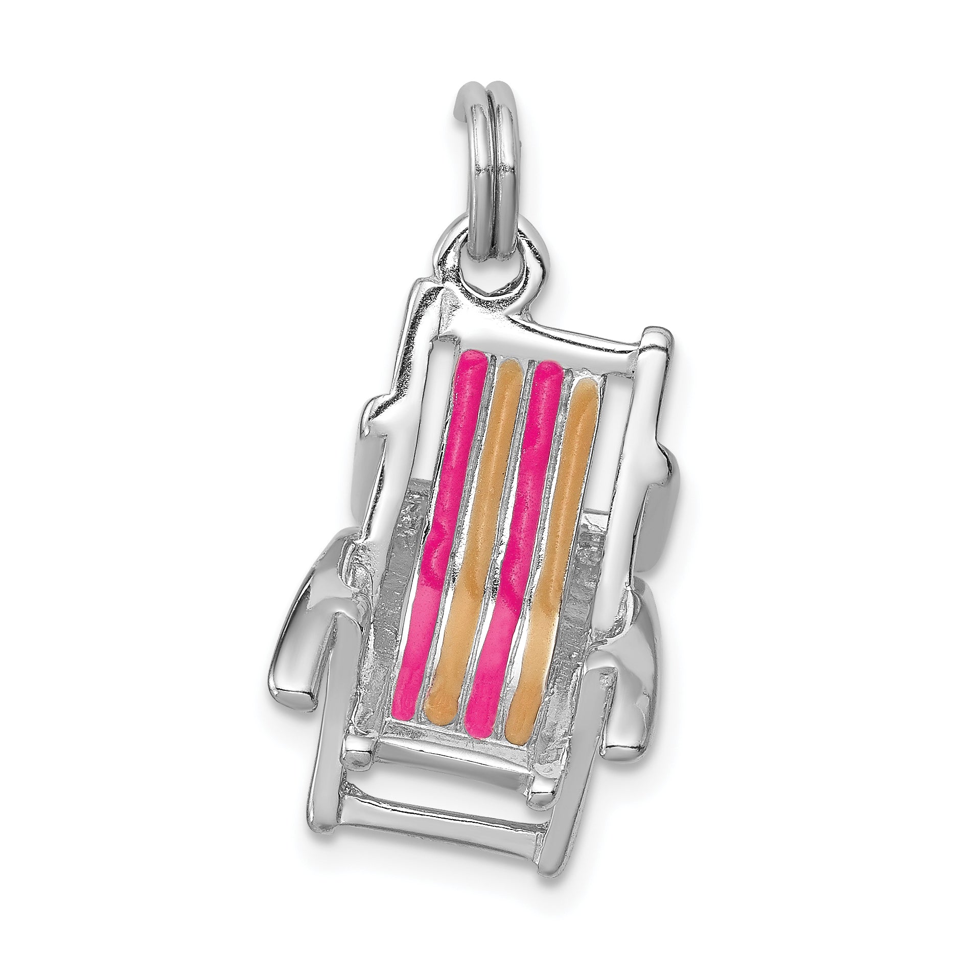 Sterling Silver Rhodium-platedEnamel Beach Chair Charm Main image