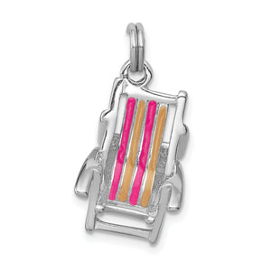 Beach Chair Charm in Sterling Silver with Enamel, 25mm - Sophia Jewelers