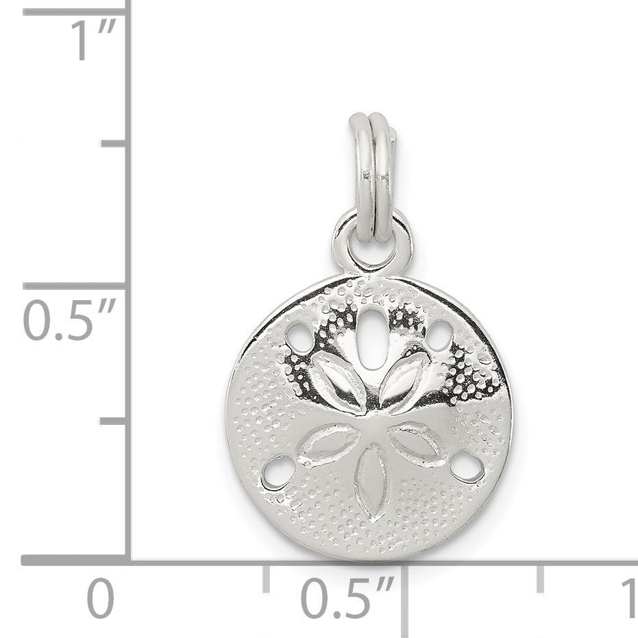 Sophia Jewelers Sterling Silver Sand Dollar Charm with Rhodium Polish