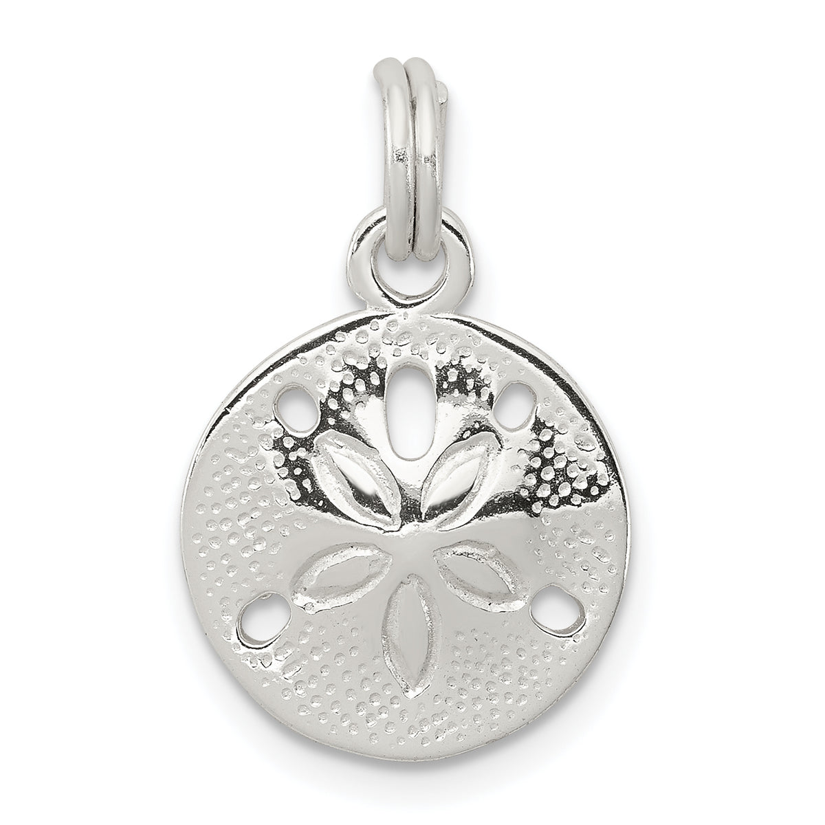 Sterling Silver Rhodium-plated Polished Sand Dollar Charm