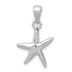 Sterling Silver Rhodium-plated Polished Starfish Charm