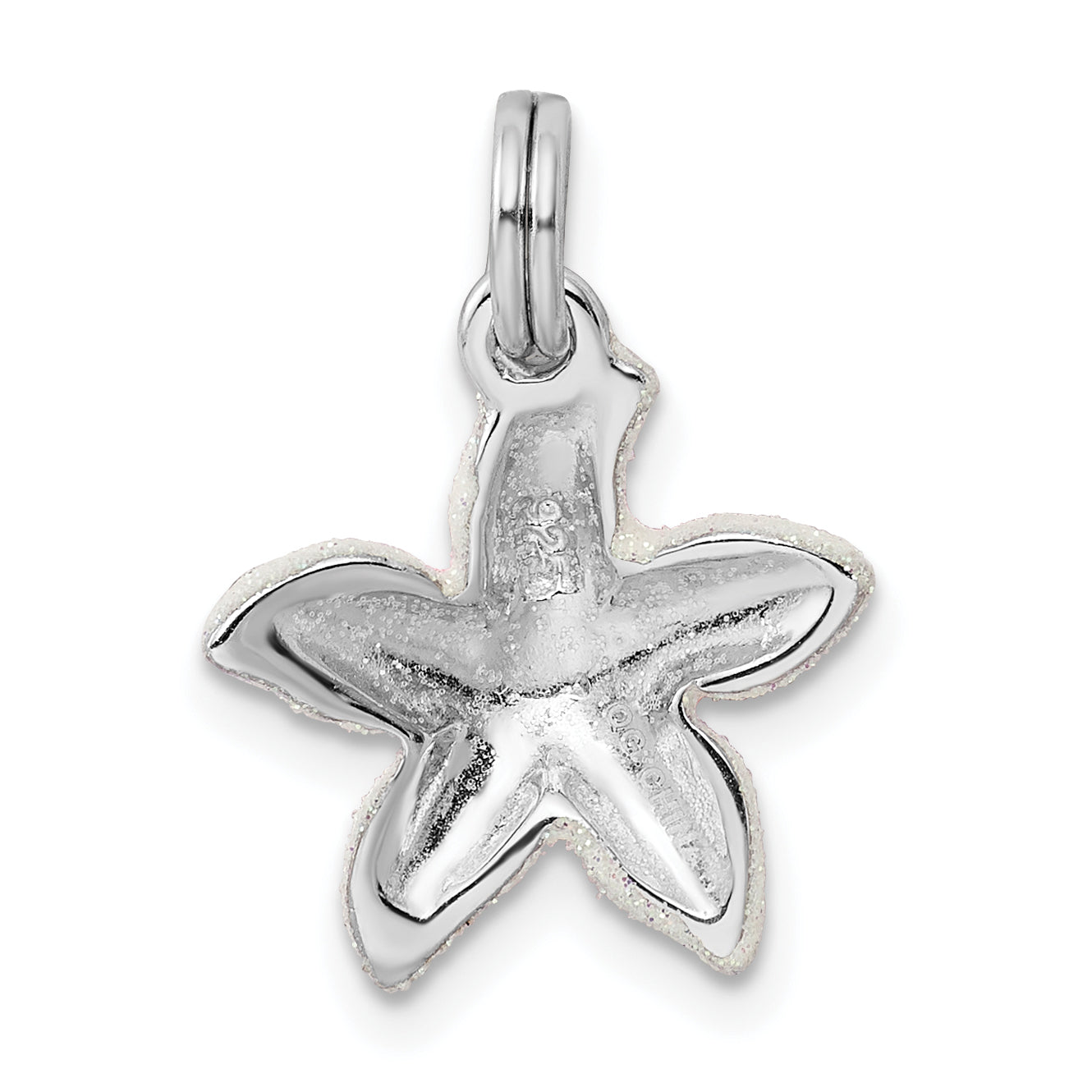 Sterling Silver Rhodium-platedEnameled Sparkle Starfish Charm