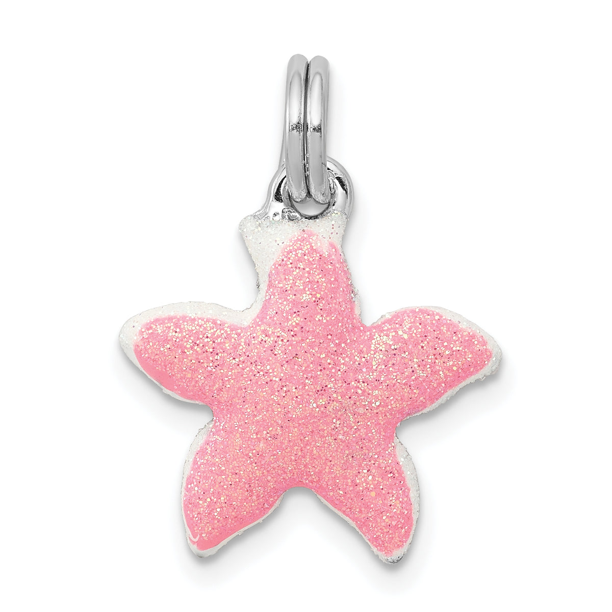 Sterling Silver Rhodium-platedEnameled Sparkle Starfish Charm