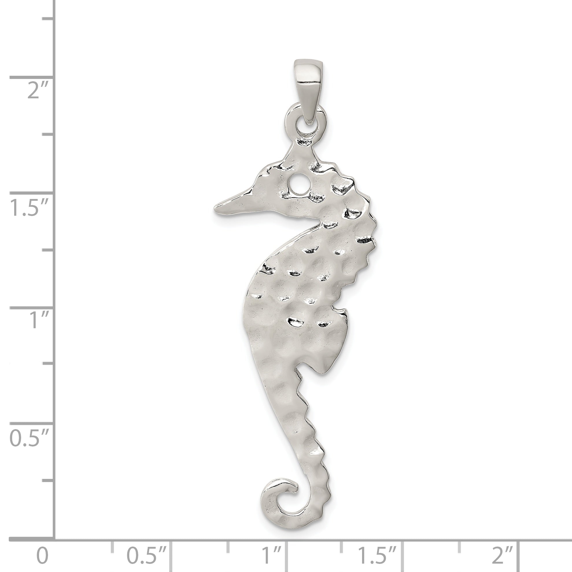 Sterling Silver Seahorse Pendant with Hammered Polished Finish for Men