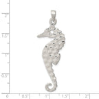 Sterling Silver Seahorse Pendant with Hammered Polished Finish for Men