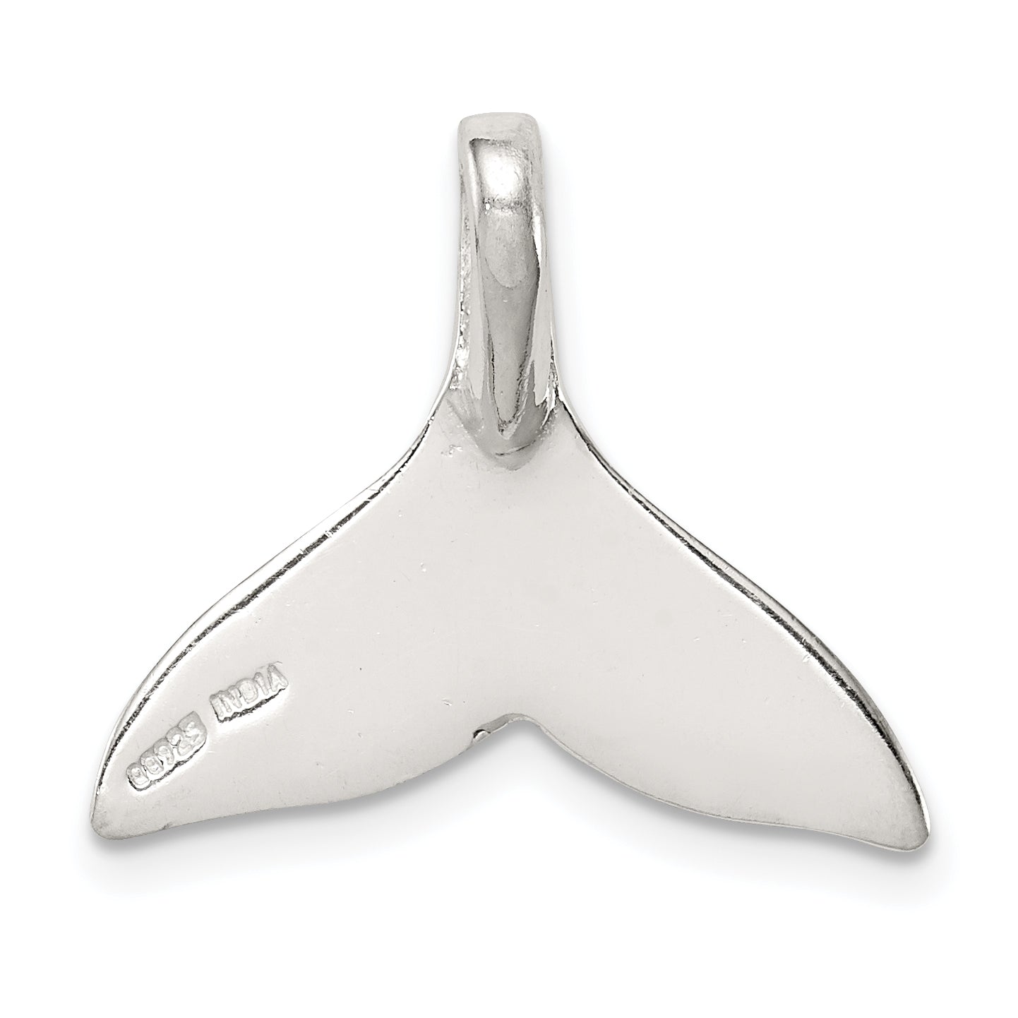 Men's Polished Sterling Silver Whale Tail Pendant with Anti-Tarnish Finish