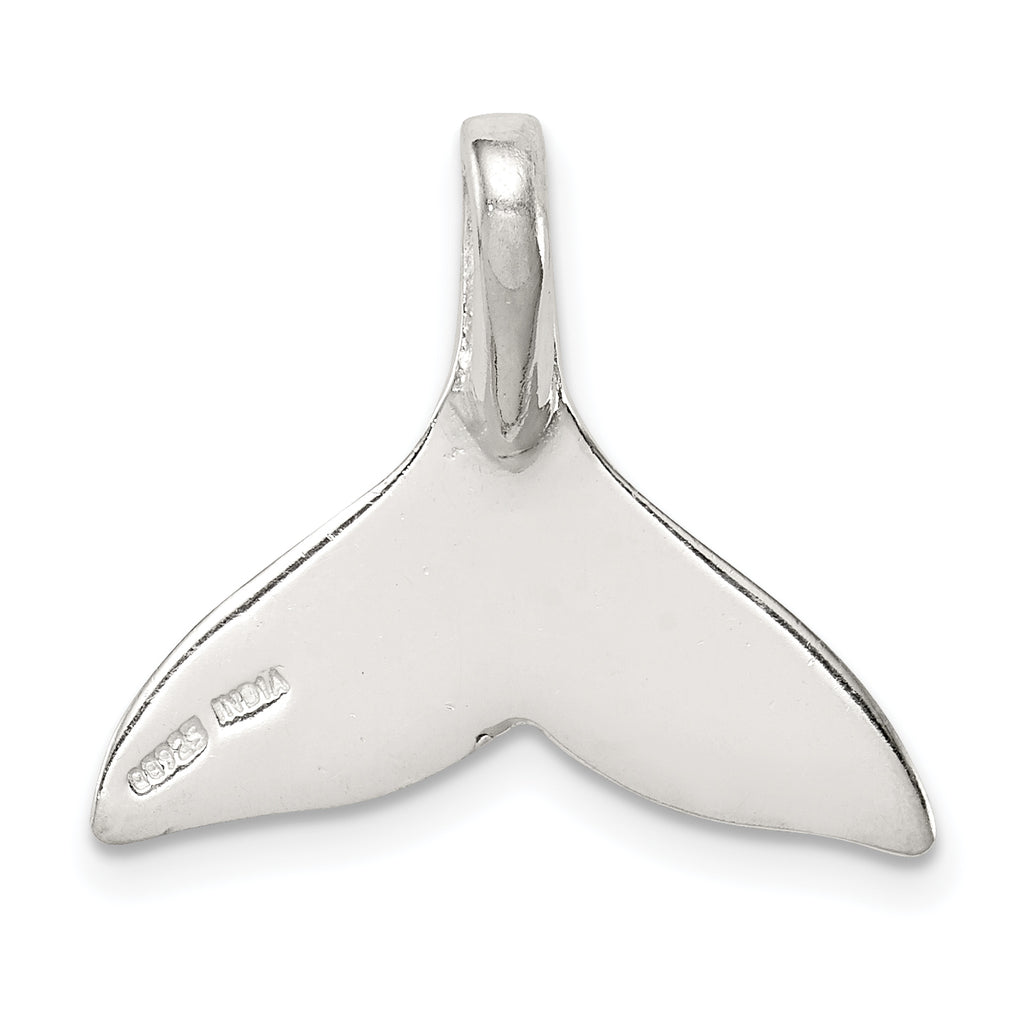 Men's Polished Sterling Silver Whale Tail Pendant with Anti-Tarnish Finish