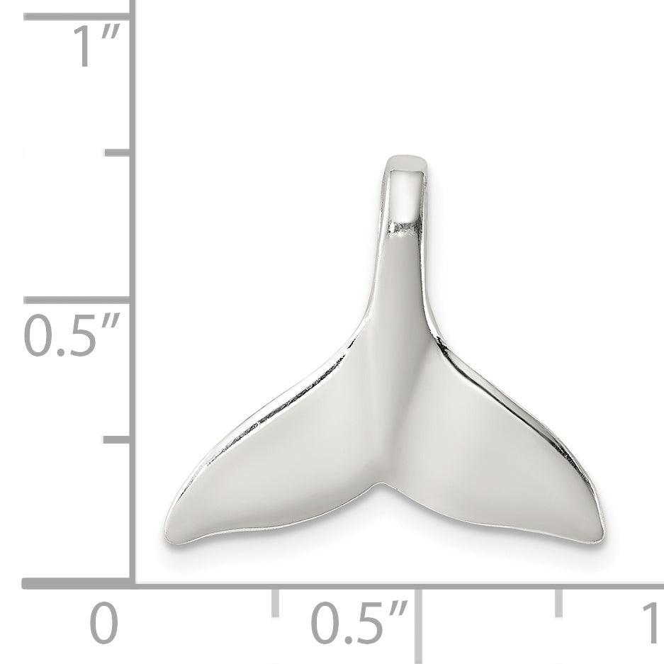 Men's Polished Sterling Silver Whale Tail Pendant with Anti-Tarnish Finish