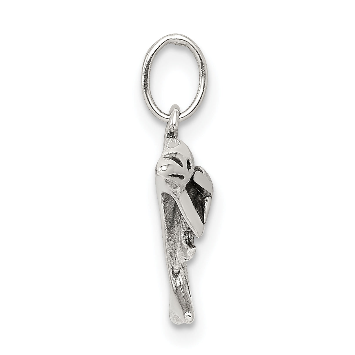 Sterling Silver 925 Antiqued Dolphin with Baby Charm Elegant Children's Jewelry Secondary image