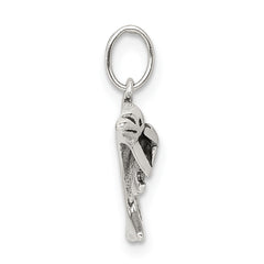 Sterling Silver Antiqued Dolphin With Baby Charm