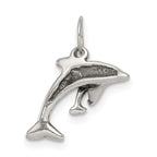 Sterling Silver 925 Antiqued Dolphin with Baby Charm Elegant Children's Jewelry