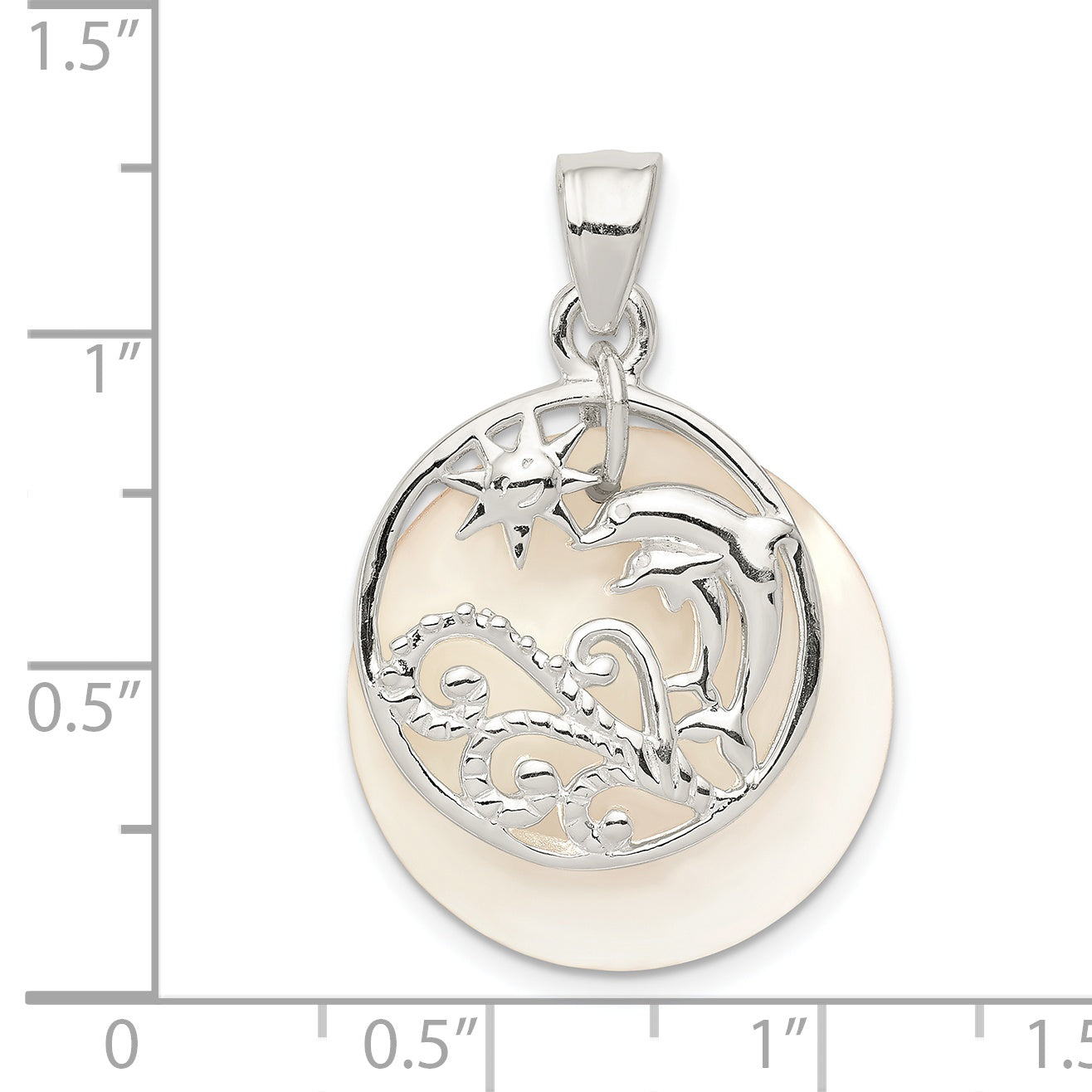 Sterling Silver 925 Dolphin Pendant with Mother of Pearl Elegance