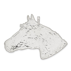 Sterling Silver 925 Enameled Horse Head Pendant Polished Unisex