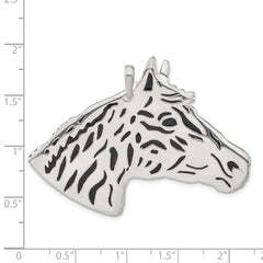 Sterling Silver 925 Enameled Horse Head Pendant Polished Unisex