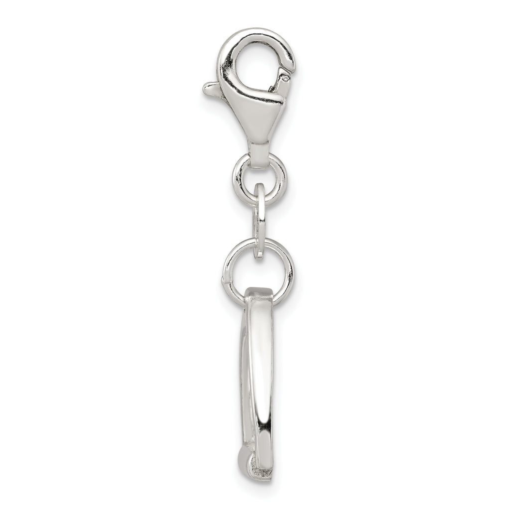 Sterling Silver 925 Polished Horse Stirrup Charm with Anti-Tarnish Finish