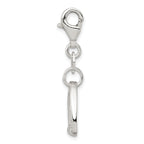Sterling Silver 925 Polished Horse Stirrup Charm with Anti-Tarnish Finish