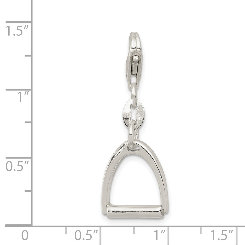 Sterling Silver 925 Polished Horse Stirrup Charm with Anti-Tarnish Finish